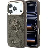 Guess PU 4G Resin Metal Logo kryt iPhone 18 Pro hnedý - Puzdra