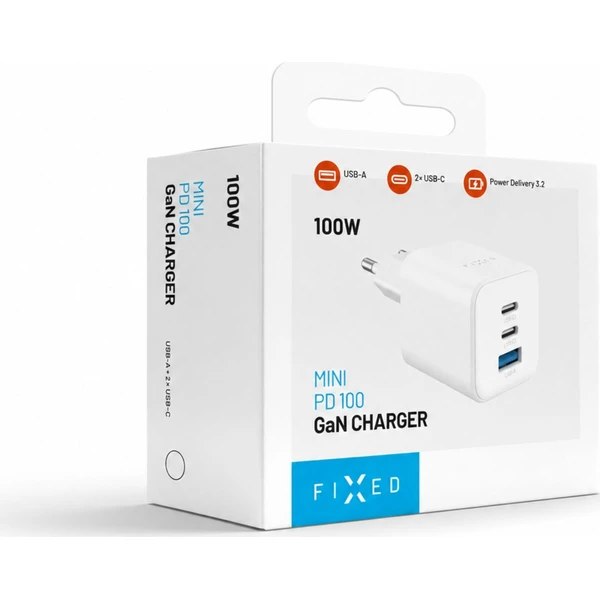 FIXED Mini GaN nabíječka s 2x USB-C a USB-A, PD, 100W, bílá - Nabíjačky - Obrázok cd3ae9ddb5444a8595bc18037d585159