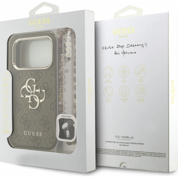 Guess PU 4G Metal Logo Strap Zadný kryt pre iPhone 18 Pro Brown - Puzdra - Obrázok cdac2e1b73ac41c6800eea933539765a