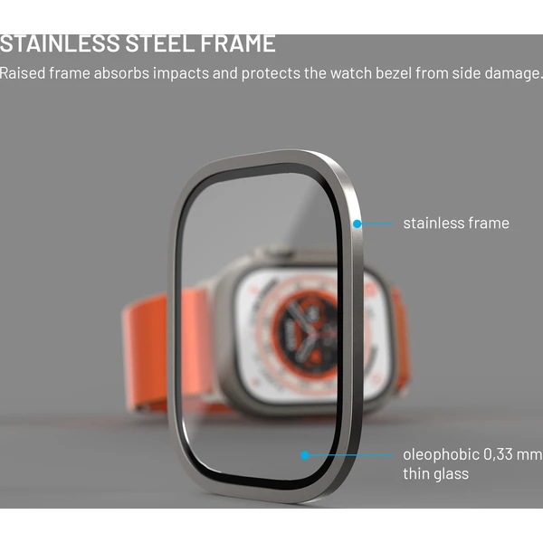 FIXED Armor tvrzené sklo s ocelovým rámečkem pro Apple Watch Ultra 49mm, titanové - Ochranné fólie a sklo - Obrázok cdc2858c398b4af08b0c170eea5da47d