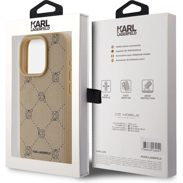 Karl Lagerfeld PU Karl Heads Pattern Magsafe zadný kryt pre iPhone 15 Pre béžový - Puzdra - Obrázok cde54945e30f440fbcdbae5af07b02dc