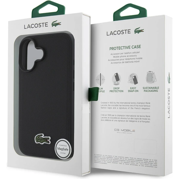 Lacoste Iconic Petit Pique Woven Logo MagSafe kryt pre iPhone 16 Plus čierny - Puzdra - Obrázok ce71fa86078b4d05b710d1b2362c56f0