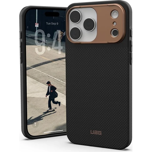 UAG Fibr Armr MagSafe kryt iPhone 17 Pro Max kevlar čierny/bronzový - Puzdra - Hlavný obrázok