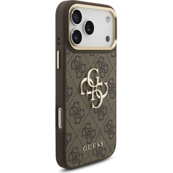 Guess PU Leather 4G Metal Logo Gold Frame Zadný Kryt pre iPhone 18 Pro Max Brown - Puzdra - Obrázok ceb5fe2a952947ed996049e256b66f4a