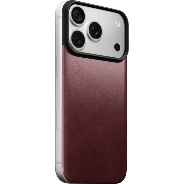 Nomad Magnetic Leather Back (Horween) MagSafe kožený kryt iPhone 17 Pro/18 Pro Burgundy - Puzdra - Hlavný obrázok