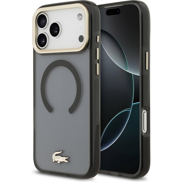 E-shop Lacoste PC/TPU Frosted Finish Gold Logo MagSafe kryt iPhone 17 Pro Max čierny