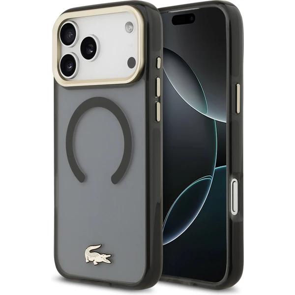 Lacoste PC/TPU Frosted Finish Gold Logo MagSafe kryt iPhone 17 Pro Max čierny - Puzdra - Hlavný obrázok
