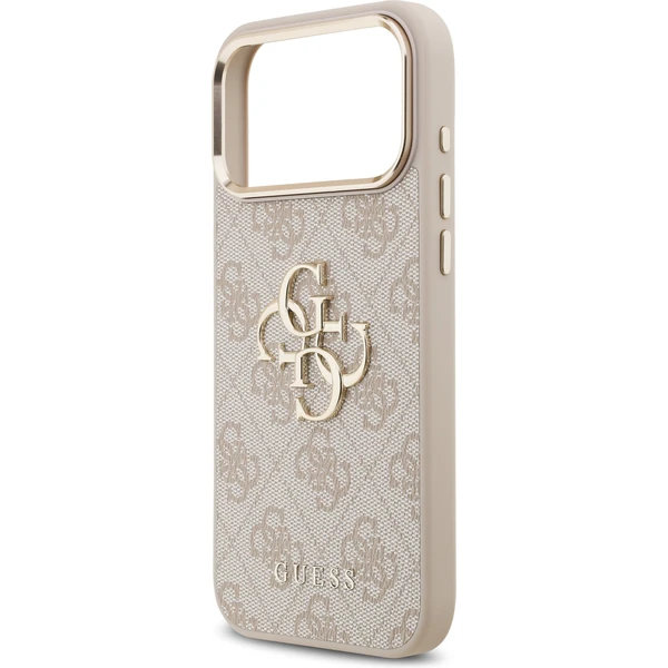 Guess PU Leather 4G Metal Logo Gold Frame MagSafe kryt iPhone 17 Pro Max ružový - Puzdra - Obrázok cefd2634ebfa42f2962382f005356047
