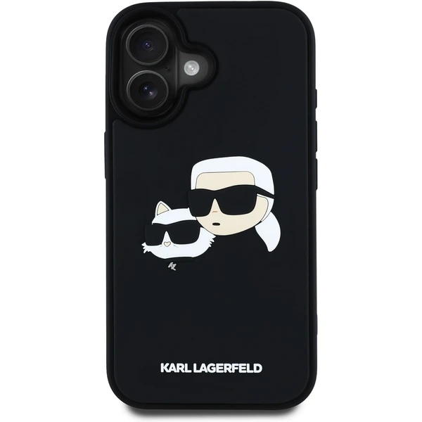 Karl Lagerfeld 3D Rubber Double Heads kryt iPhone 16 čierny - Puzdra - Obrázok cf75e263b01341949f57214dfc8b20d9