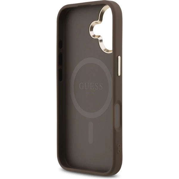 Guess PU Leather 4G Triangle Logo Gold Frame MagSafe kryt iPhone 17 hnedý - Puzdra - Obrázok cf76cd83eac348e9b5f4bfbfb4b9e8d0