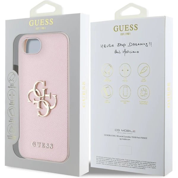 Guess PU Grained 4G Kovový kryt na iPhone 17e/16e ružový - Puzdra - Obrázok cf8c5f68224843c5b4c1c1db012e3aee