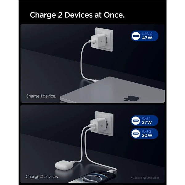 Spigen Essential 47W USB-C nabíjačka (EE472EU) biela - Nabíjačky - Obrázok d0019524c1984c74a9e2a16f1ddfe277