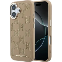 Karl Lagerfeld PU Perforated Monogram MagSafe kryt iPhone 17 béžový - Puzdra