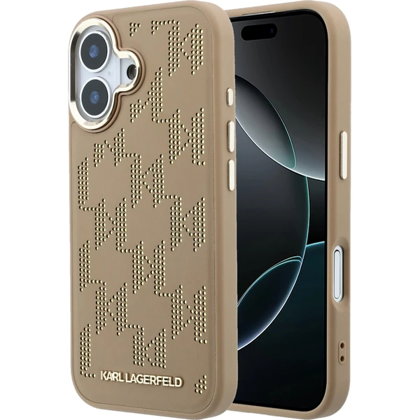 Karl Lagerfeld PU Perforated Monogram MagSafe Zadný kryt pre iPhone 17 Beige - Puzdra - Hlavný obrázok