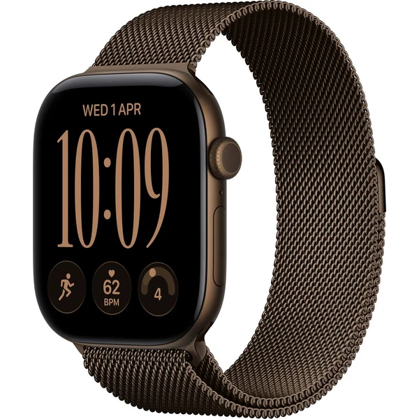 Apple Watch Series 12 (46mm) Tmavě bronzový hliník s tmavě bronzovým milánským tahem M/L - Inteligentné hodinky - Hlavný obrázok