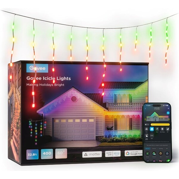 Govee Smart LED dekoratívne cencúle RGB Matter, 10m