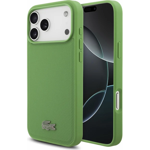 Lacoste PVC Iconic Petit Pique Metal Logo MagSafe Zadný kryt pre iPhone 18 Pro Max Estragon - Puzdra - Hlavný obrázok