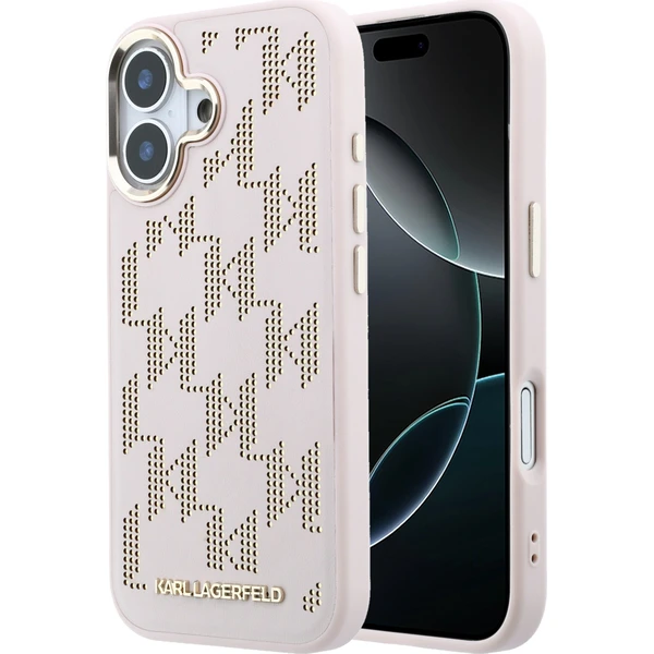Karl Lagerfeld PU Perforated Monogram MagSafe Zadný Kryt pre iPhone 17 Pink - Puzdra - Hlavný obrázok