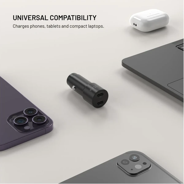 FIXED autonabíjačka s 2xUSB-C výstupom, podpora PD 3.0, 65W, čierna - Nabíjačky - Obrázok d05a149a27f049f3b30638aad0311bd2