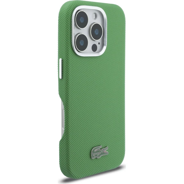 Lacoste PVC Iconic Petit Pique kovové logo MagSafe kryt iPhone 16 Pro Max zelený - Puzdra - Obrázok d084b87f7b704c3891a5ea8dc542d985