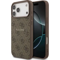Guess PU Leather 4G Colored Ring MagSafe Zadný Kryt pre iPhone 17 Pro Max hnedý - Puzdra