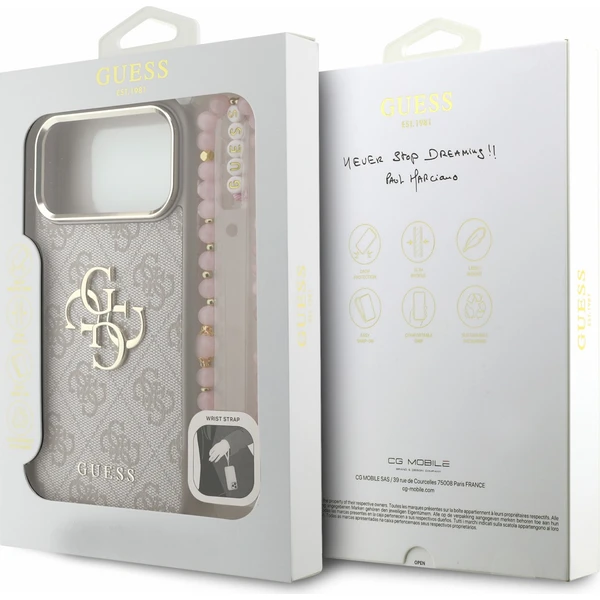 Guess PU 4G Metal Logo Strap Zadný kryt pre iPhone 18 Pro Max Pink - Puzdra - Obrázok d10b66ff98f94750a25a6fa89e359988