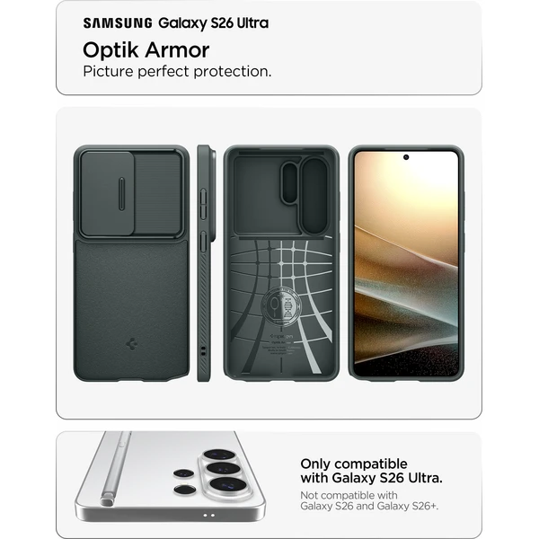 Spigen Optik Armor kryt Samsung Galaxy S26 Ultra zelený - Puzdra - Obrázok d10da475dcbf49bdb361dba5c7360c1f