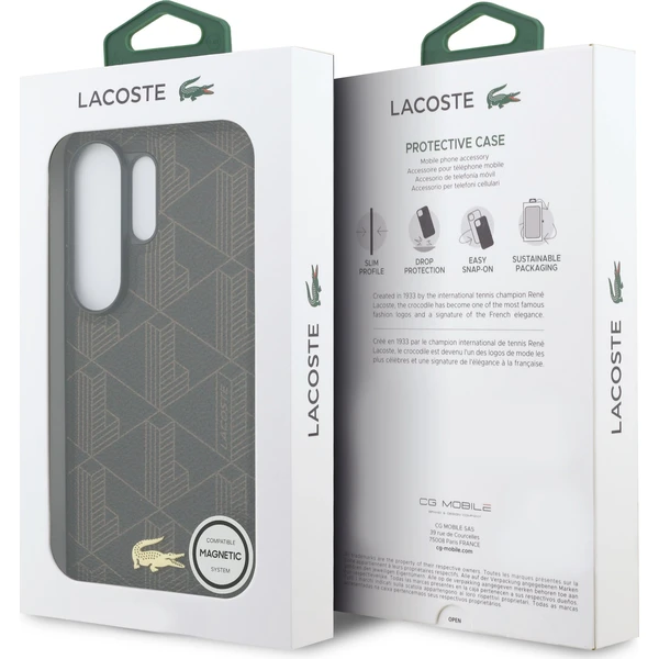 Lacoste PVC Blend Monogram Gold Logo Magnetický kryt Samsung Galaxy S26 Ultra hnedý - Puzdra - Obrázok d10ff75261f34c9ab50314d0f976945e
