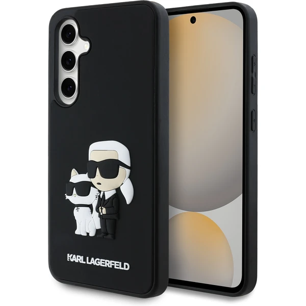 Karl Lagerfeld 3D Rubber Karl and Choupette kryt Samsung Galaxy S24 FE čierny - Puzdra - Hlavný obrázok