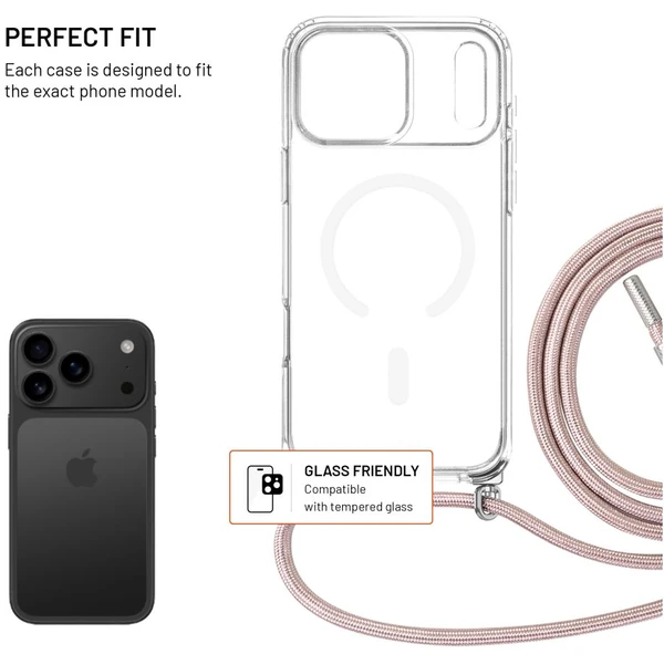 FIXED MagPure Neck kryt s ružovou šnúrkou na krk pre Apple iPhone 17 Pro Max - Puzdra - Obrázok d13b9f335b6346deaead3c818cada37b
