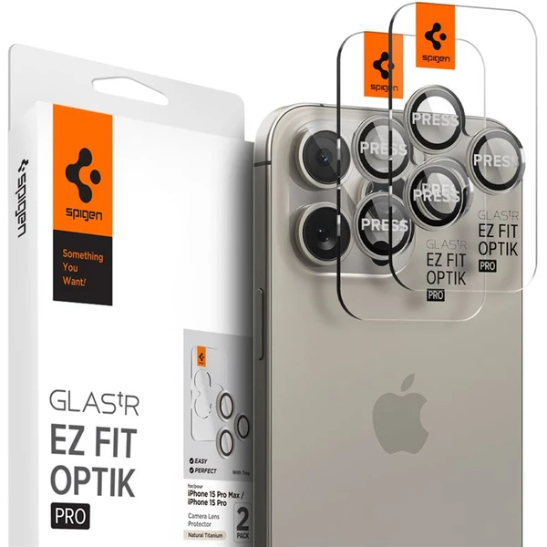 Spigen Glass tR EZ Fit Optik Pro sklá iPhone 17-14 Pro/17-14 Pro Max nature titanium (2 ks) - Ochranné fólie a sklo - Hlavný obrázok