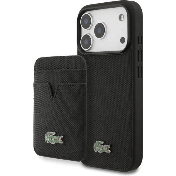 Lacoste Iconic Petit Pique MagSafe kryt + peňaženka iPhone 17 Pro čierny - Puzdra - Hlavný obrázok
