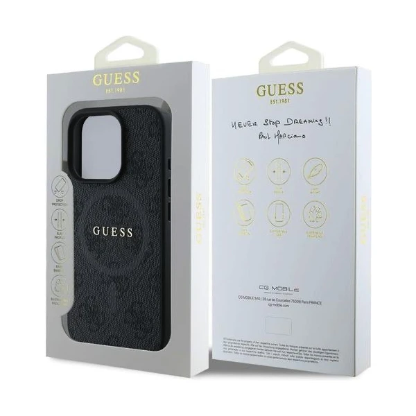 Guess PU Leather 4G Colored Ring MagSafe kryt iPhone 16 Pro čierny - Puzdra - Obrázok d1ca565b6f6c4f5db104d77fdc754833