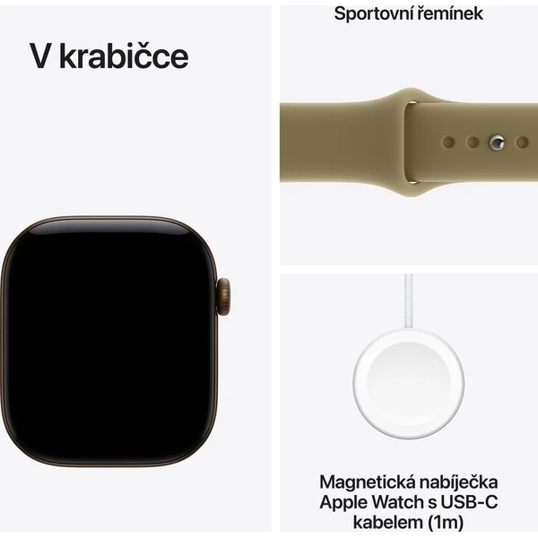 Apple Watch Series 12 (46mm) Tmavě bronzový zlatý hliník s olivovým sportovním řemínkem S/M - Inteligentné hodinky - Obrázok d2466f5a0ebf404488801a36c8b3b966