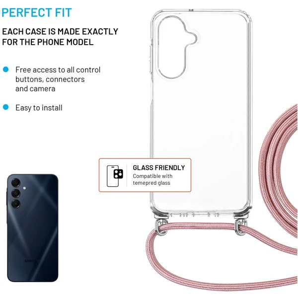 FIXED Pure Neck kryt s ružovou šnúrkou na krk pre Samsung Galaxy A26 5G - Puzdra - Obrázok d25f582298304644b5445052f9126832