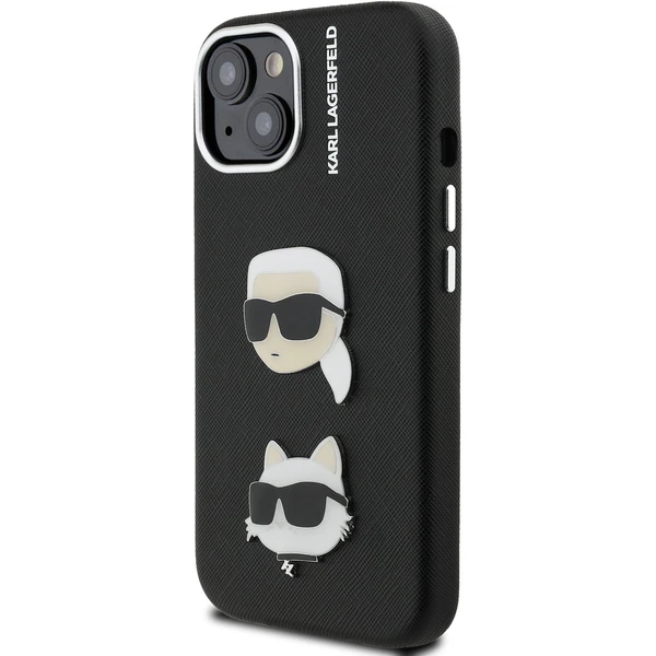 Karl Lagerfeld Grained PU K&CH Heads kryt iPhone 15 čierny - Puzdra - Obrázok d28b84855bc74be88fdfd811dbd44d91