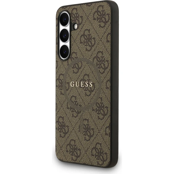Guess PU Leather 4G Colored Ring MagSafe Zadný Kryt pre Samsung Galaxy S25 FE hnedý - Puzdra - Obrázok d2953b46e9764f75bd995f53d059a9ff