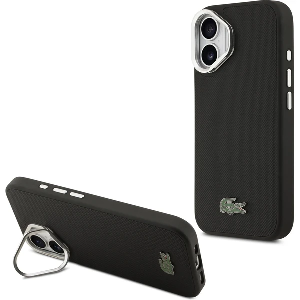 Lacoste Iconic Petit Pique Camera Stand MagSafe kryt iPhone 17 čierny - Puzdra - Hlavný obrázok