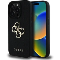 Guess PU Grained 4G Metal Logo kryt iPhone 15 Pre čierny - Puzdra
