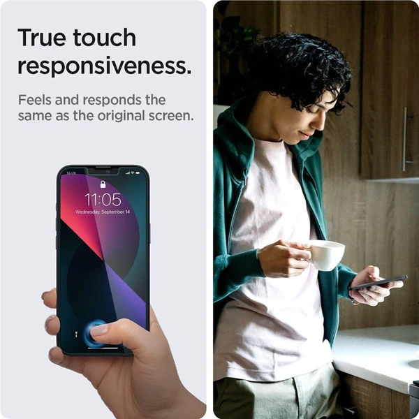 Spigen Glass tR EZ Fit Sensor Open Privacy sklo iPhone 17e/16e/14/13 Pro/13 (2-balíček) - Ochranné fólie a sklo - Obrázok d2c8299ff71f4879bd06c9d822abb02e