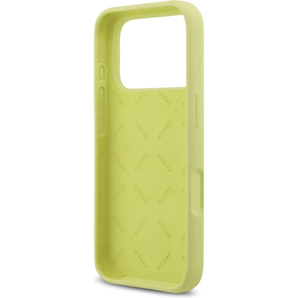 Guess Liquid Silicone 4G Metal Logo kryt iPhone 17 Pro žltý - Puzdra - Obrázok d2d9c5790721428cacbf31ed24e5375e