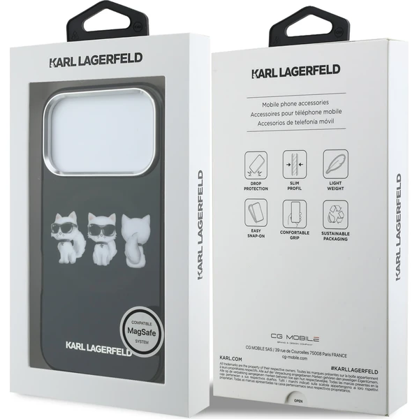 Karl Lagerfeld IML Choupette Trio Watercolor MagSafe kryt iPhone 17 Pro Max čierny - Puzdra - Obrázok d2e1c99a20ef49f8b374b48662037318