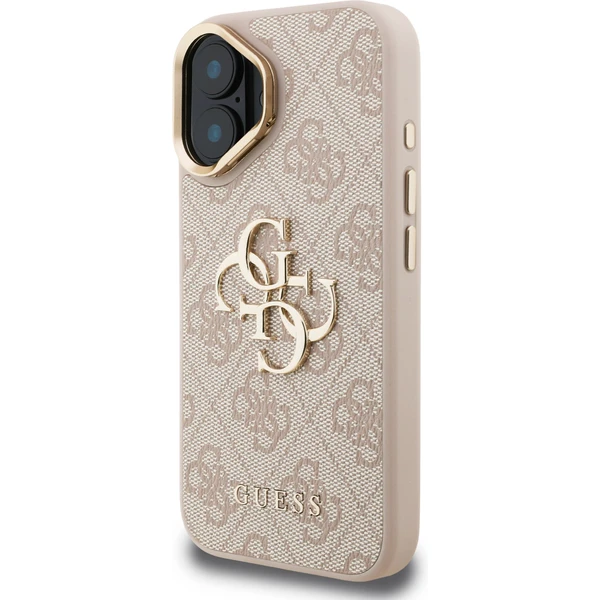Guess PU 4G Metal Logo Stand Camera Frame kryt iPhone 16 ružový - Puzdra - Obrázok d2e5349ea18847d3b514f46c523712c1