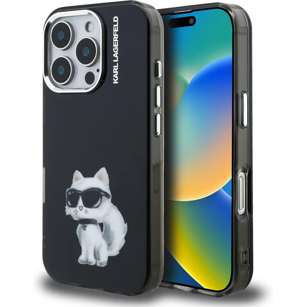 Karl Lagerfeld IML Aquarelle Chúpette kryt iPhone 16 Pre čierny - Puzdra - Hlavný obrázok
