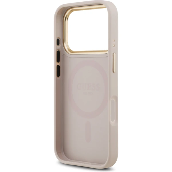Guess PU Leather 4G Gold Frame MagSafe kryt iPhone 17 Pro ružový - Puzdra - Obrázok d31bc4f3bd964335b30e97c4e4ab3f12