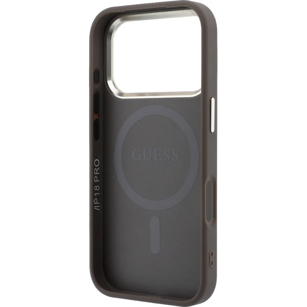 Guess PU Leather 4G Gold Frame MagSafe Zadný kryt pre iPhone 18 Pro Brown - Puzdra - Obrázok d32f3c7306684e03a4adf6ff853b8b0b