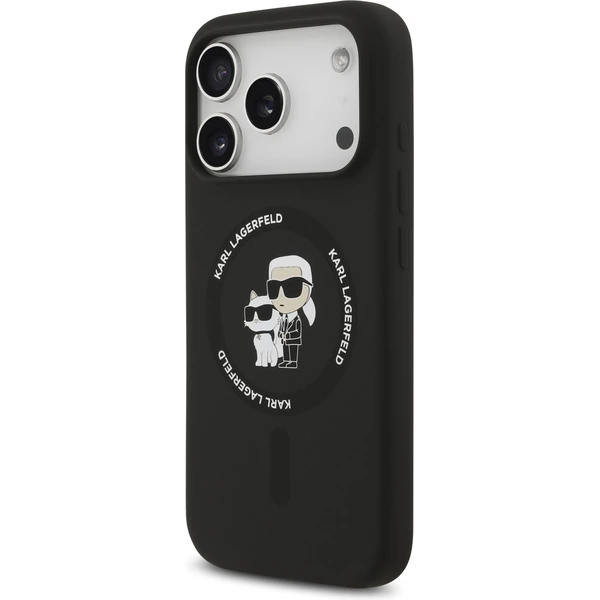 Karl Lagerfeld Liquid Silicone Karl a Choupette MagSafe kryt iPhone 17 Pro čierny - Puzdra - Obrázok d3805c1f00ab422aa374c83fe576cee3