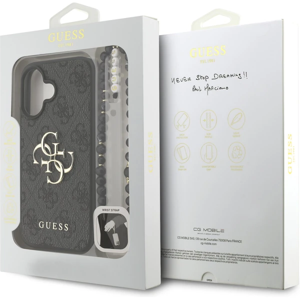 Guess PU 4G Metal Logo Strap kryt iPhone 16 čierny - Puzdra - Obrázok d383dec6d0fe4a9497b45503adb23578