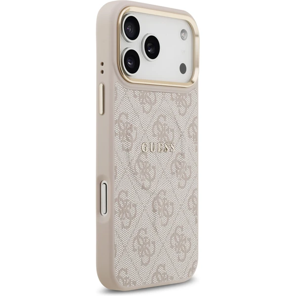 Guess PU Leather 4G Gold Frame MagSafe kryt iPhone 17 Pro Max ružový - Puzdra - Obrázok d3a6c974e9274d90abee9dbd73c48fc1