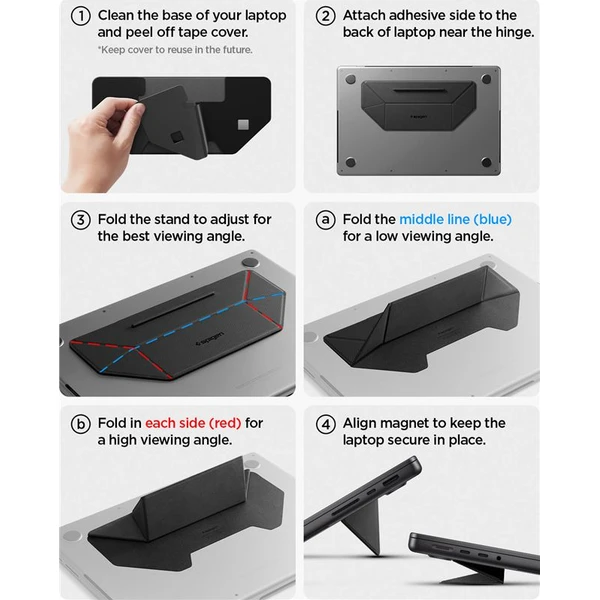 Spigen Slim Fold Laptop Stand LD201-S3 stojanček pre notebook/MacBook čierny - Stojany - Obrázok d4013e372b11471f9b8fa095725a57fe